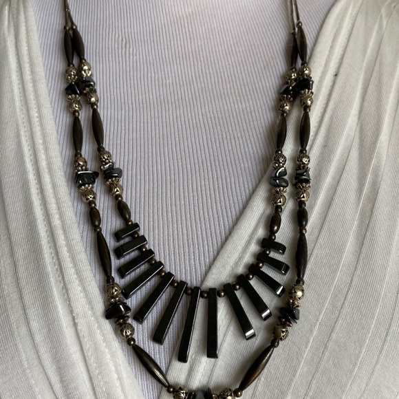 NEAT handmade black HEMATITE double strand NECKLACE - Picture 4 of 7